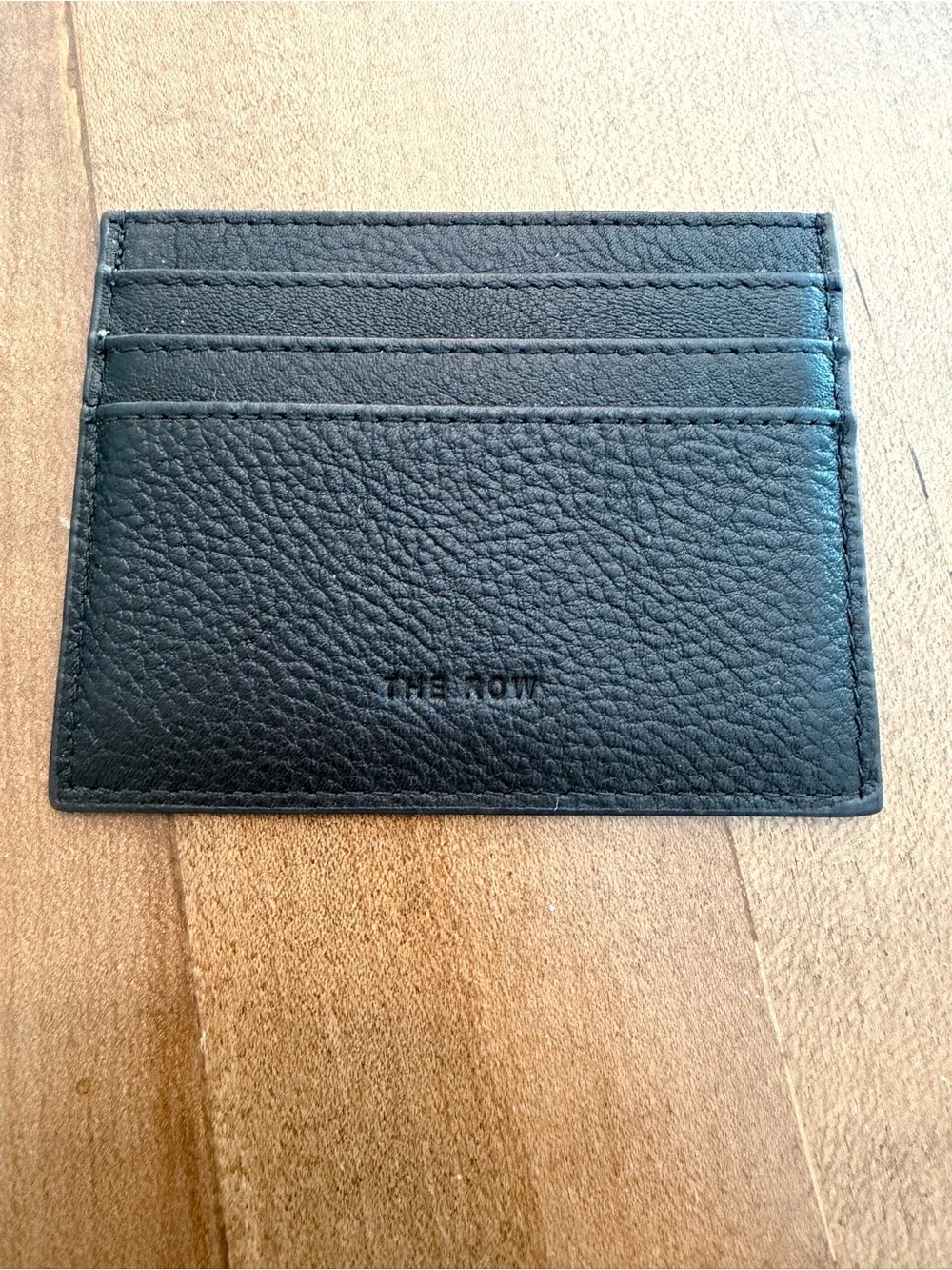 The Row Black Pebbled Leather Card Sleeve